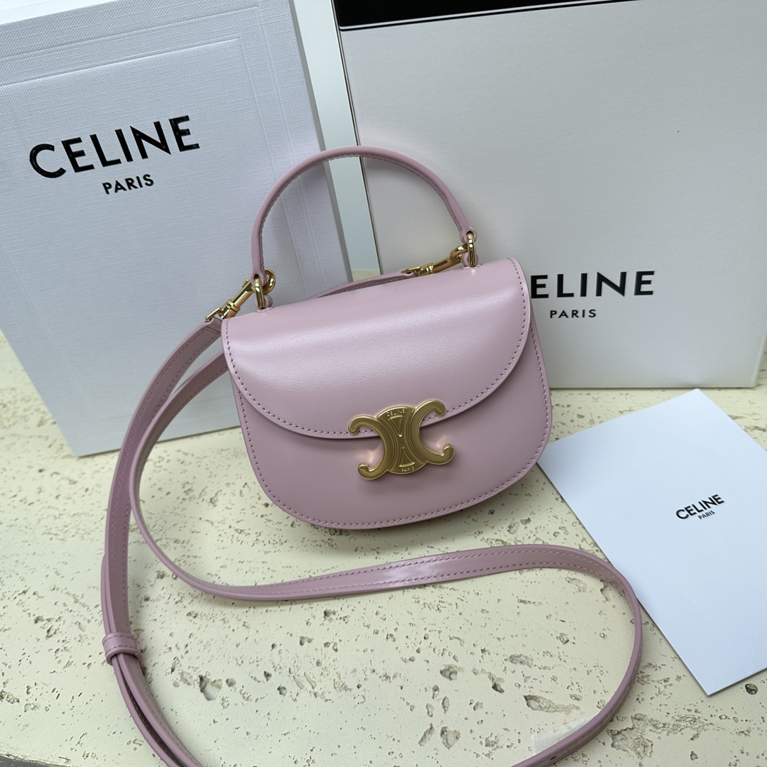 [TOP] CELINE Triomphe Bags Mini Glossy Cow Leather Handbag 15.5×11.5×5CM - 5 Colors