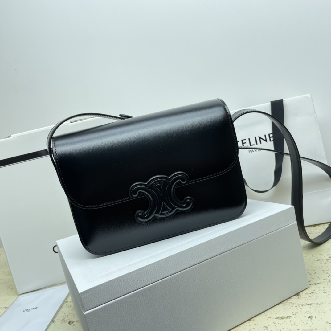 [TOP] CELINE Triomphe Bag Cow Leather Bag 18.5*14*8cm/22*16.5*7cm - 2 Colour