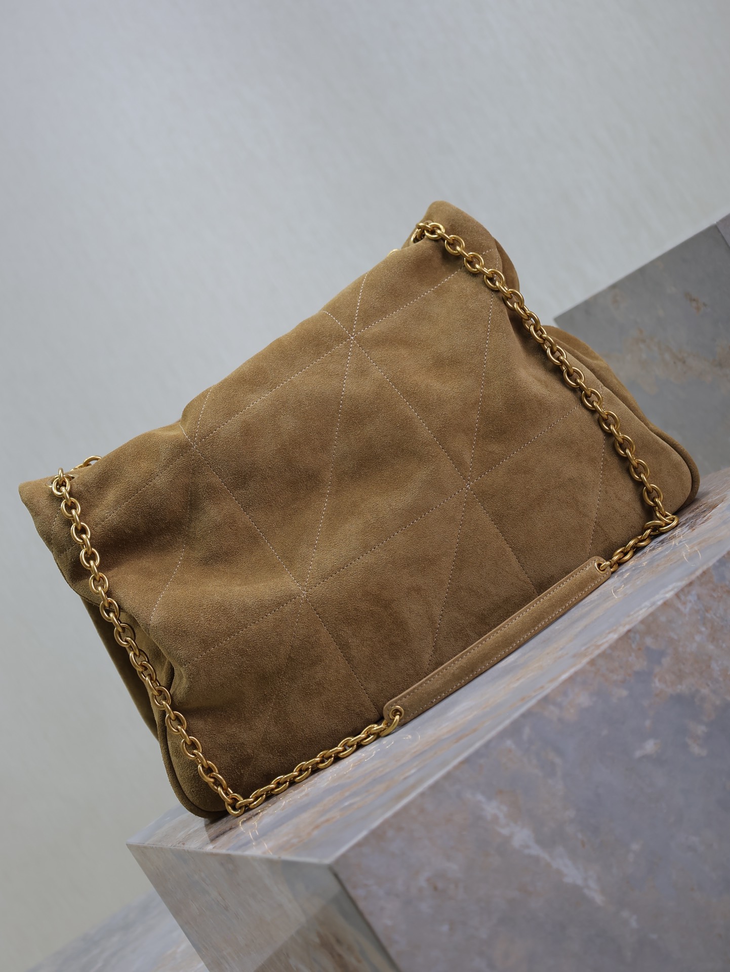 [TOP] Yves Saint Laurent YSL Jamie 4.3 Suede Shoulder Bag 43×29×9cm  - Brown