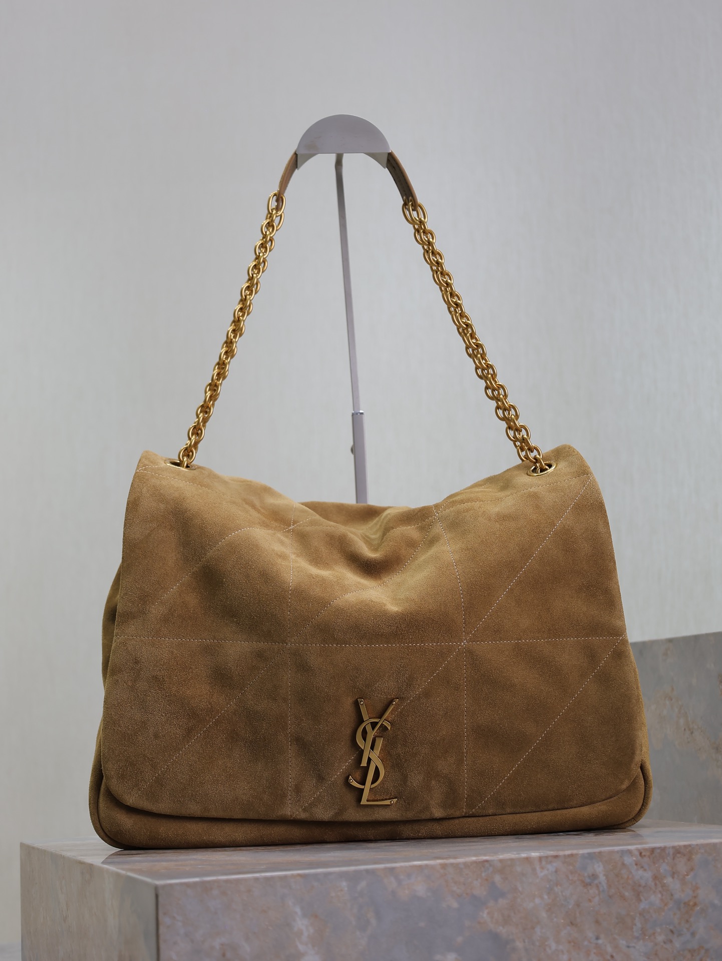 [TOP] Yves Saint Laurent YSL Jamie 4.3 Suede Shoulder Bag 43×29×9cm  - Brown