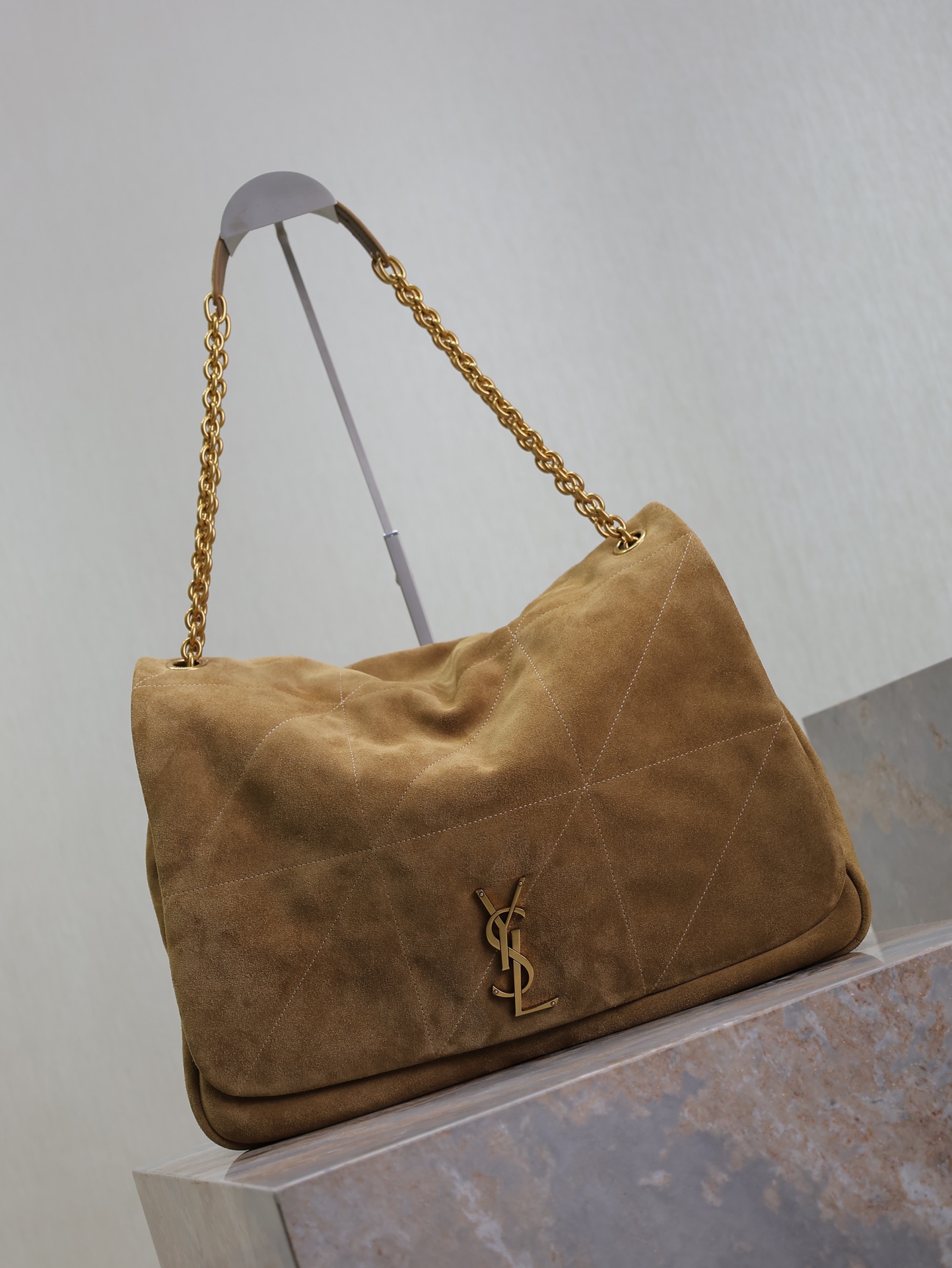 [TOP] Yves Saint Laurent YSL Jamie 4.3 Suede Shoulder Bag 43×29×9cm  - Brown