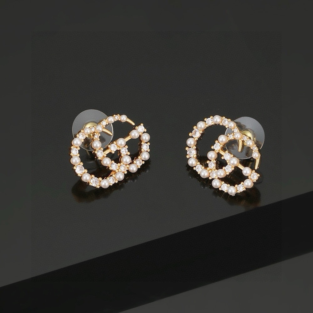 [TOP] GUCCI Stud Pearl Earrings - Gold