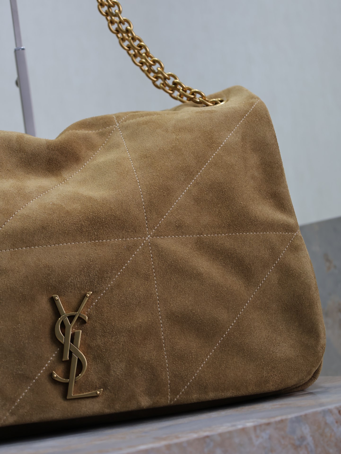 [TOP] Yves Saint Laurent YSL Jamie 4.3 Suede Shoulder Bag 43×29×9cm  - Brown