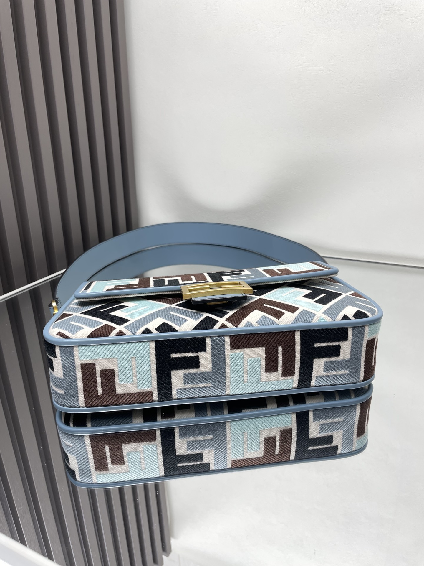 [TOP] FENDI Baguette FF Bag 26x13x6 cm-Blue