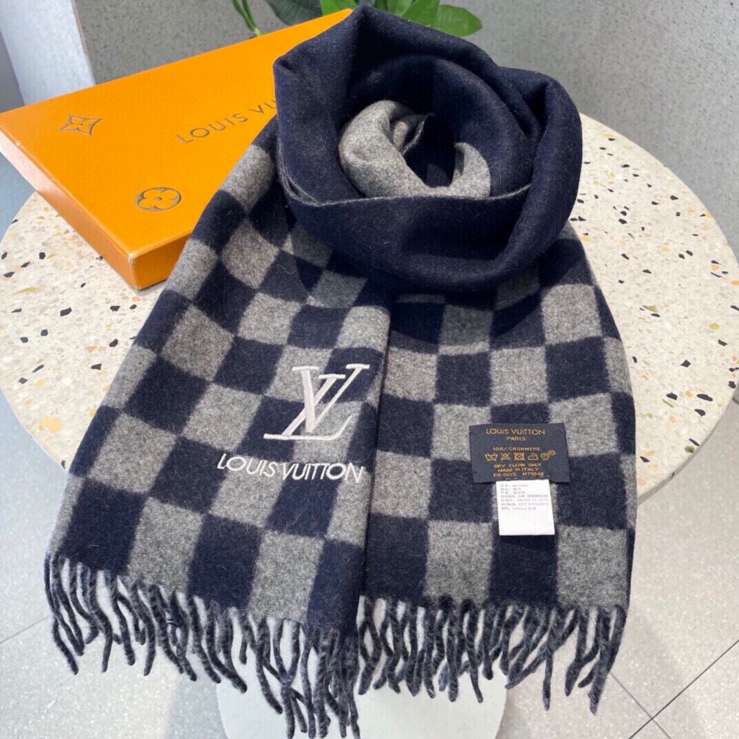 [TOP] Louis Vuitton LV Scarf 32x180cm - Blue and Grey