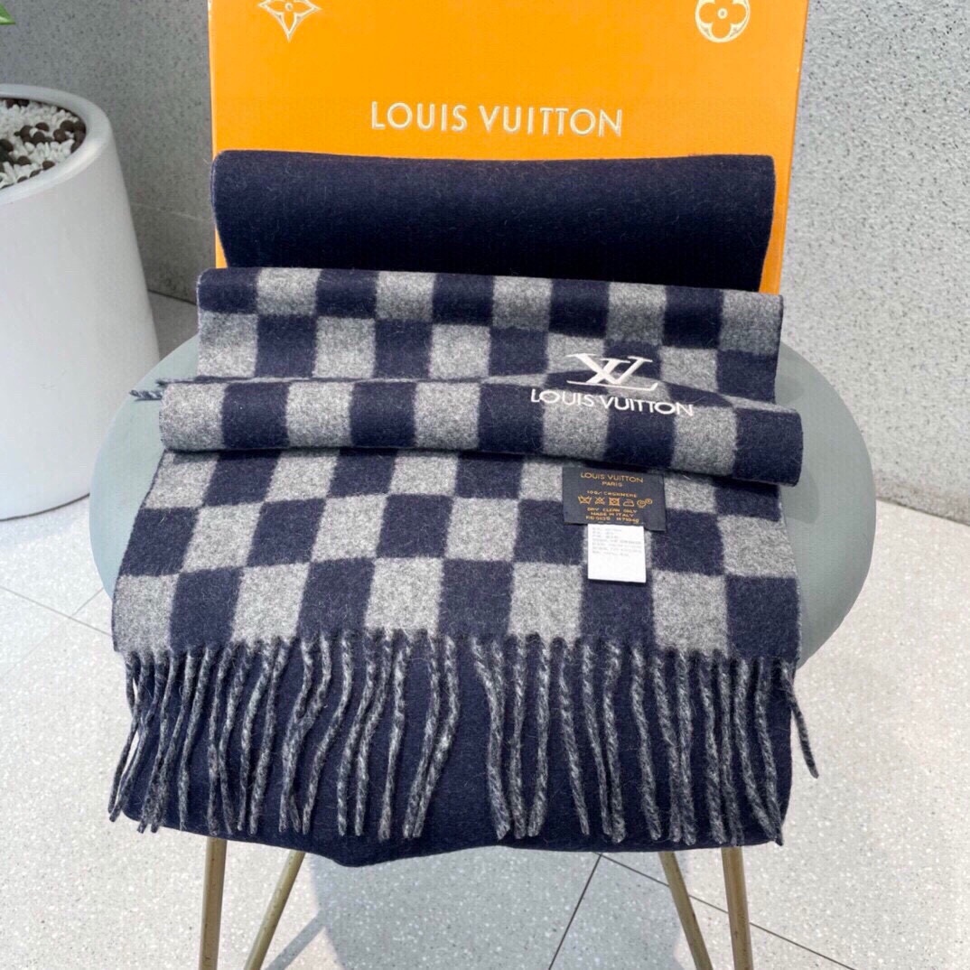 [TOP] Louis Vuitton LV Scarf 32x180cm - Blue and Grey