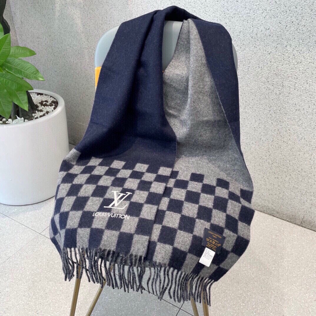 [TOP] Louis Vuitton LV Scarf 32x180cm - Blue and Grey