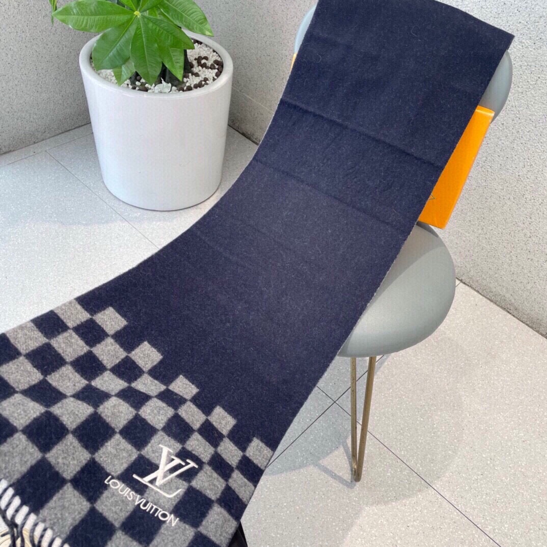 [TOP] Louis Vuitton LV Scarf 32x180cm - Blue and Grey