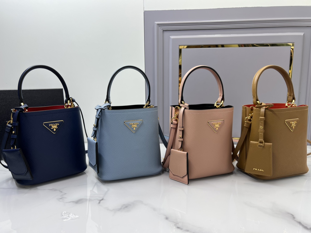 [TOP] PRADA Bucket Bag Saffiano Cowhide 18x17x10.5cm - 9 Color