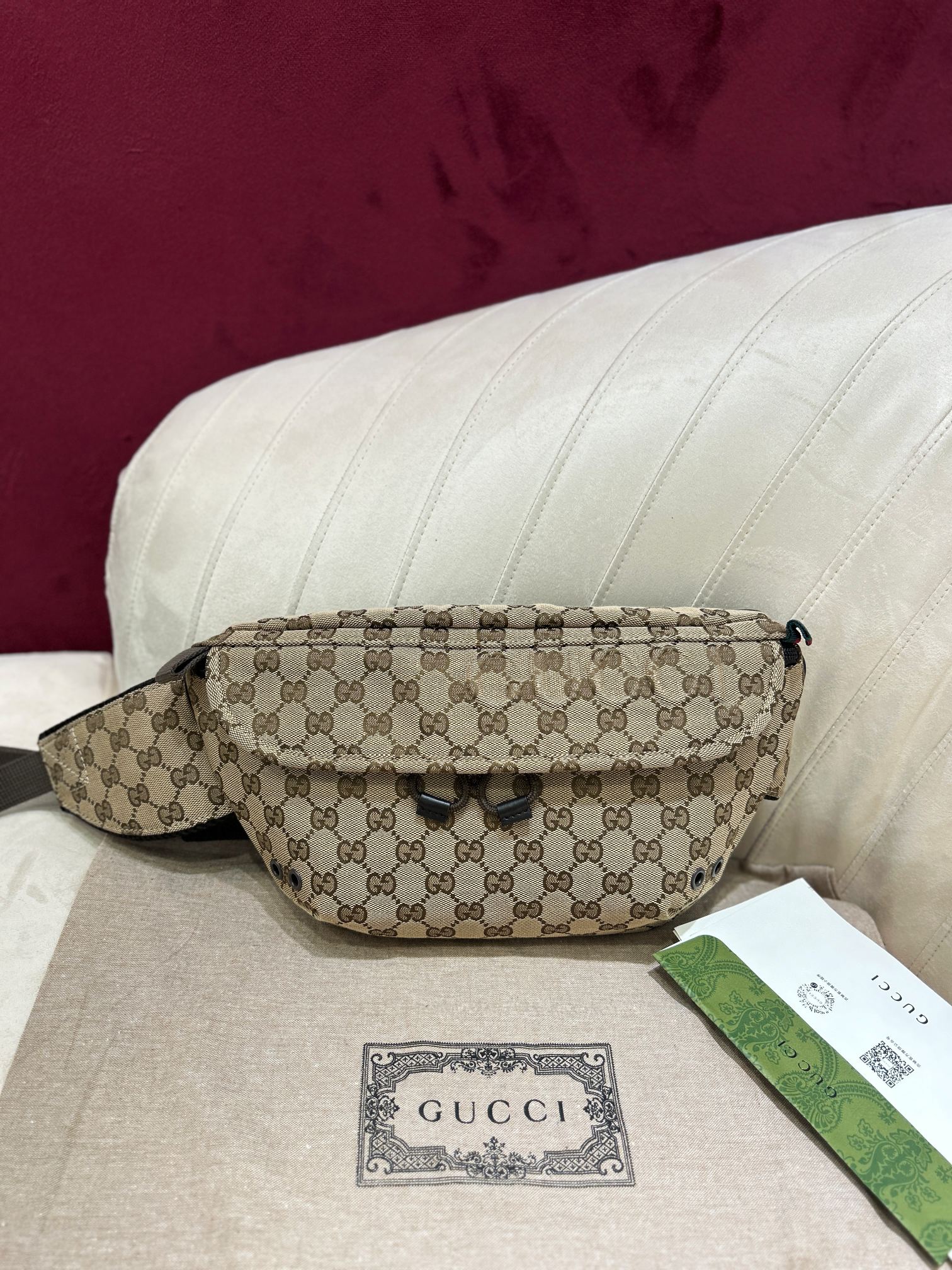 [TOP] GUCCI Ophidia Waist Bag 32*17*5cm- Brown