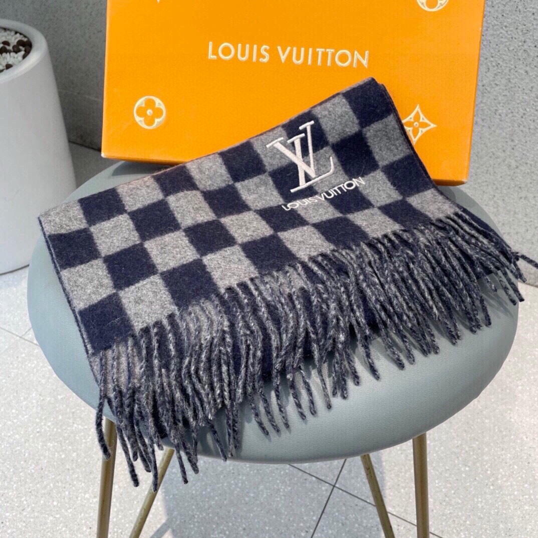[TOP] Louis Vuitton LV Scarf 32x180cm - Blue and Grey