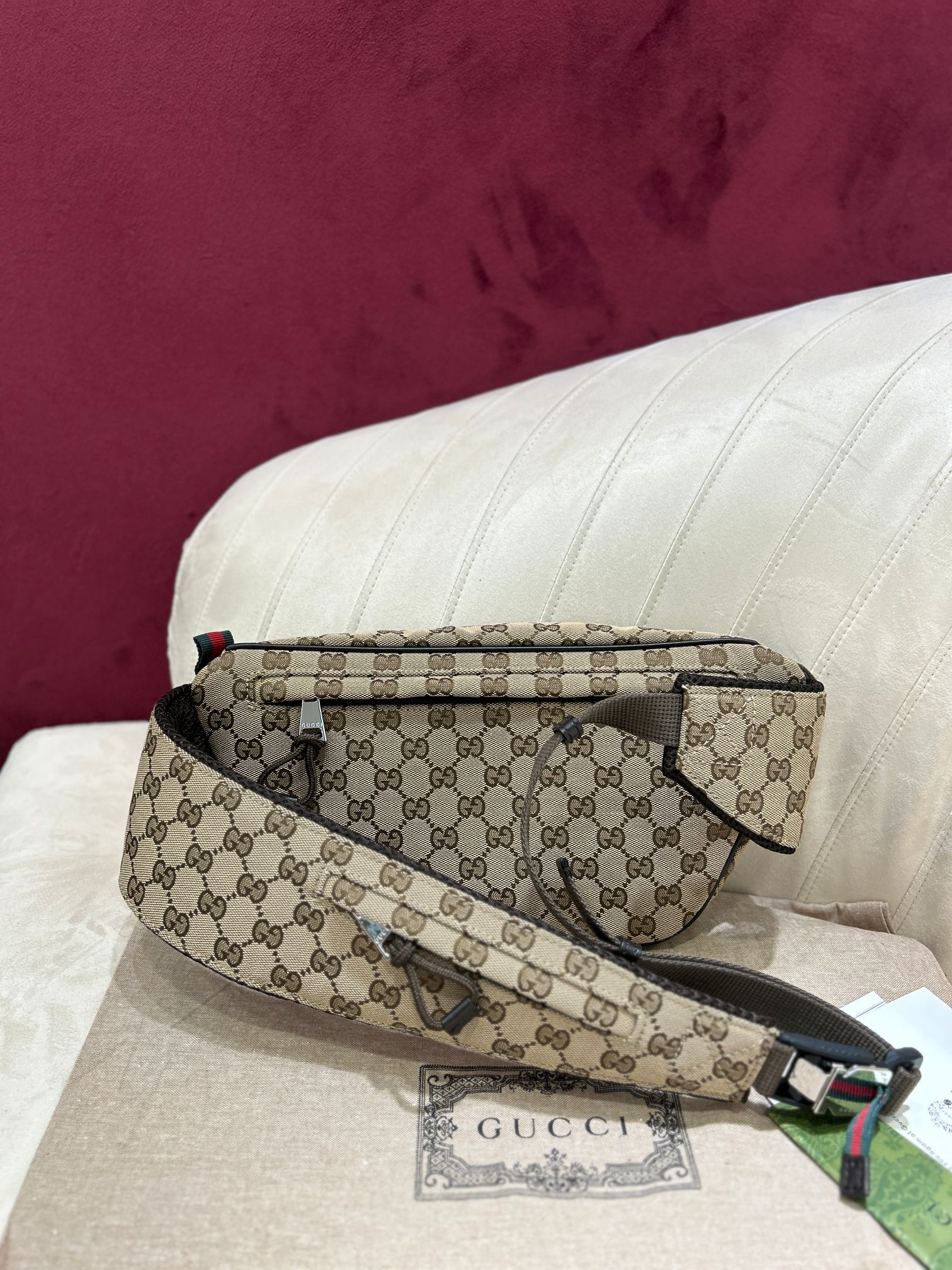 [TOP] GUCCI Ophidia Waist Bag 32*17*5cm- Brown