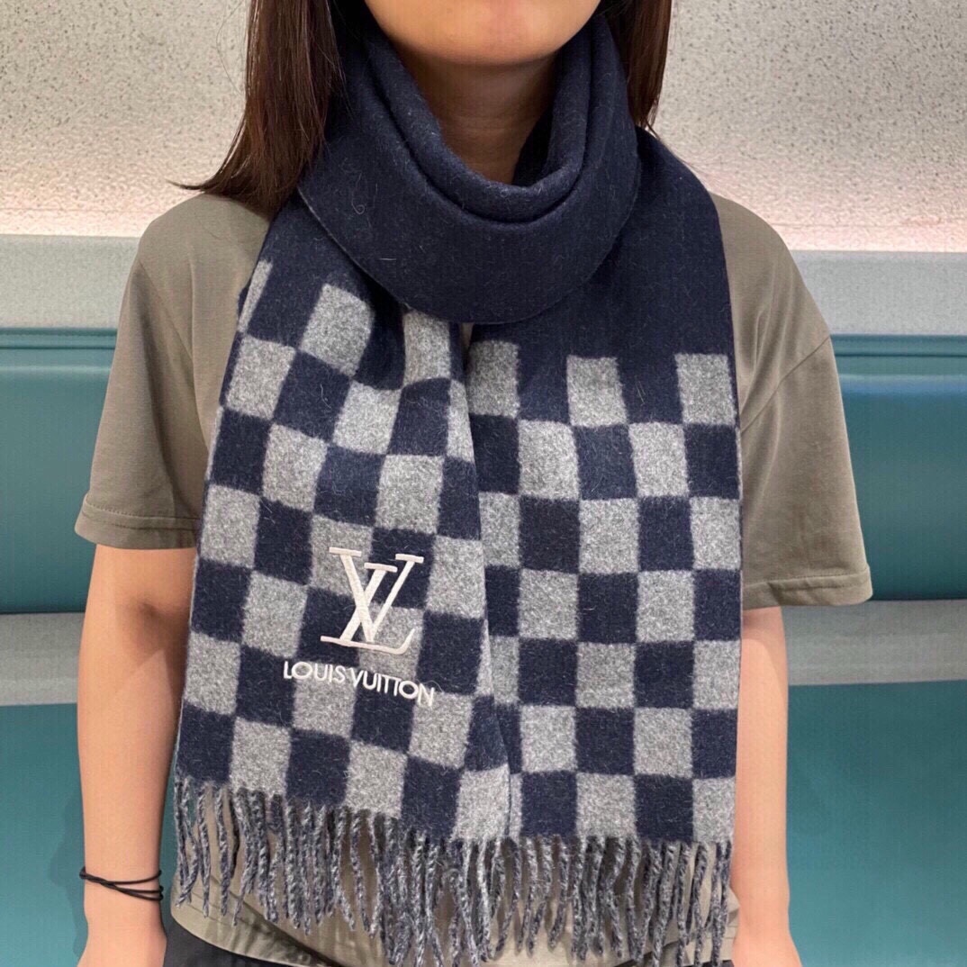 [TOP] Louis Vuitton LV Scarf 32x180cm - Blue and Grey