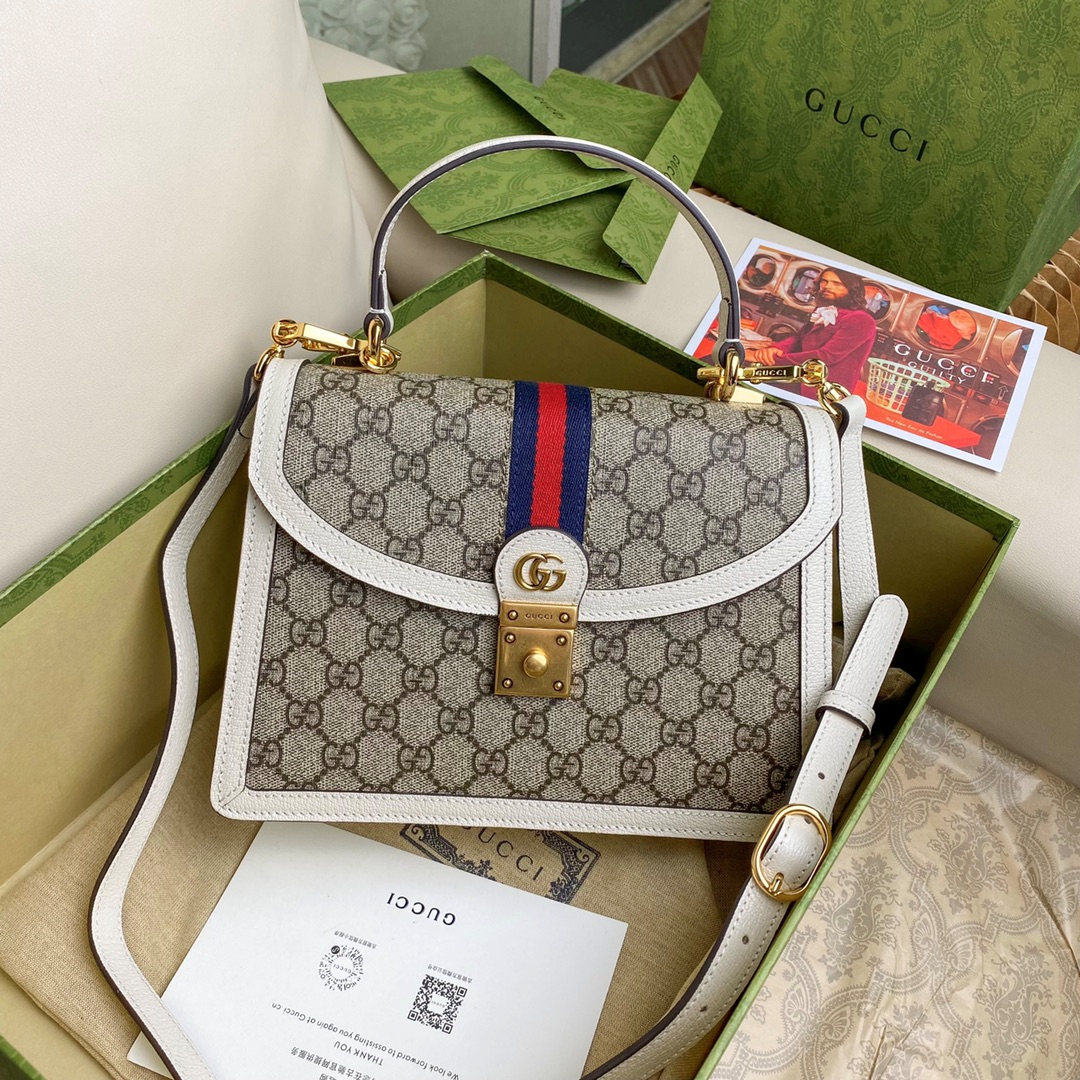[TOP] GUCCI G*G  𝗢𝗽𝗵𝗶𝗱𝗶𝗮 Top Handle Mini Bag 25X17.5X7 cm - 2 Color