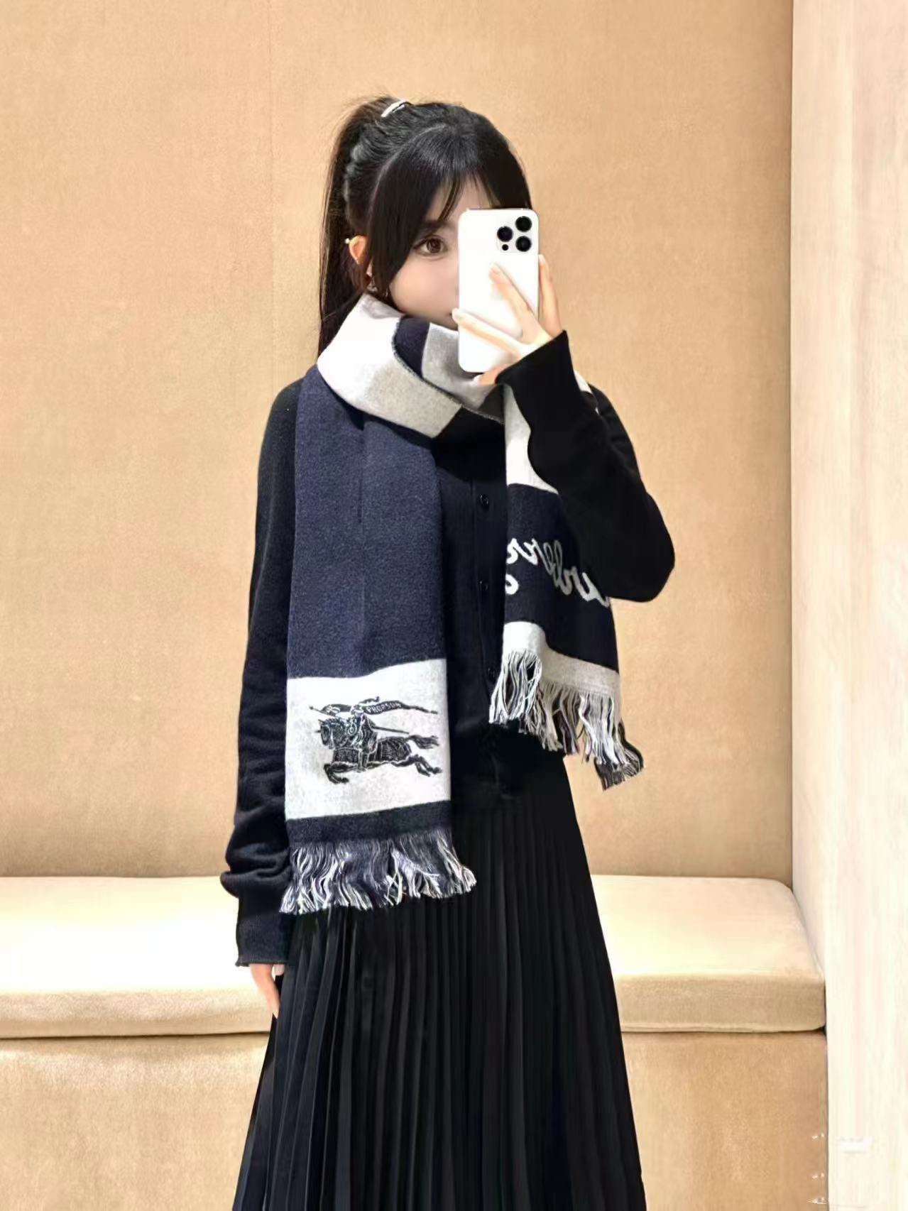 [TOP] BURBERRY Cashmere Scarf 35x200cm  - 2 Colors