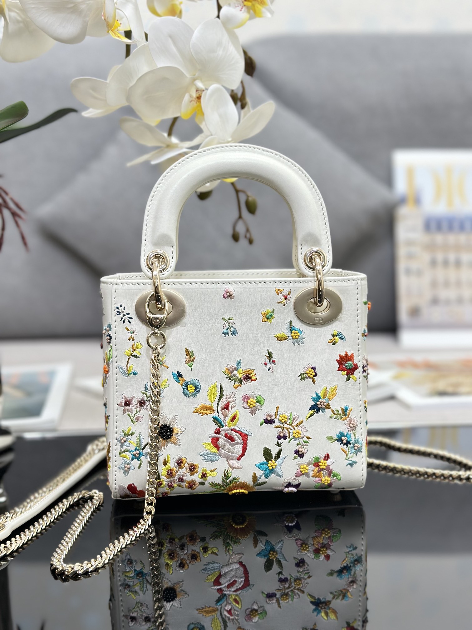 [TOP] Christian Dior Lady Dior Bag 17 *15 *7 cm - White