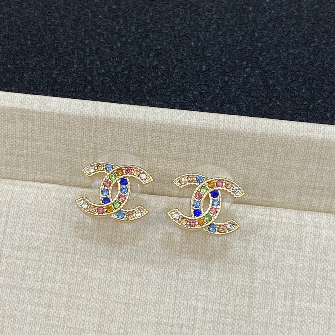 [TOP] CHANEL Earrings with Colorful Diamonds - Gold - 711 Luxury