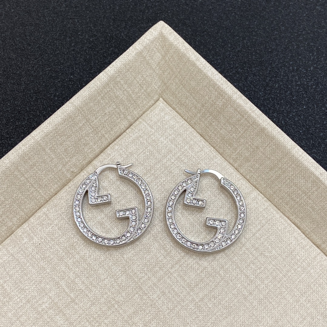[TOP] GUCCI Diamonds Earrings - Silver