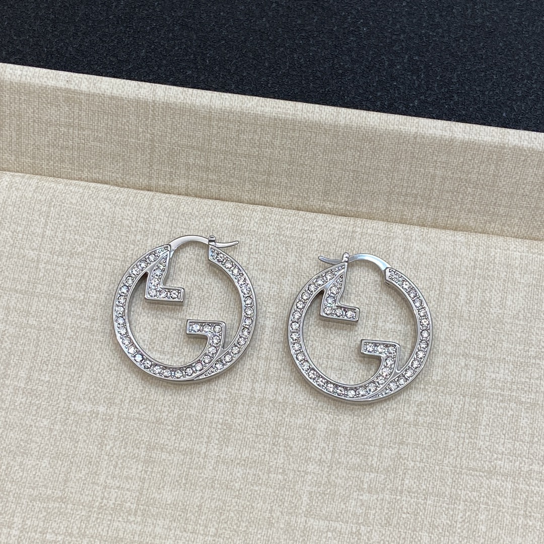 [TOP] GUCCI Diamonds Earrings - Silver