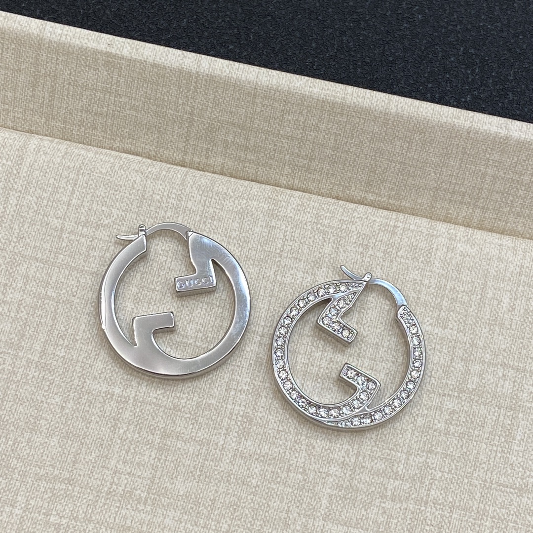 [TOP] GUCCI Diamonds Earrings - Silver