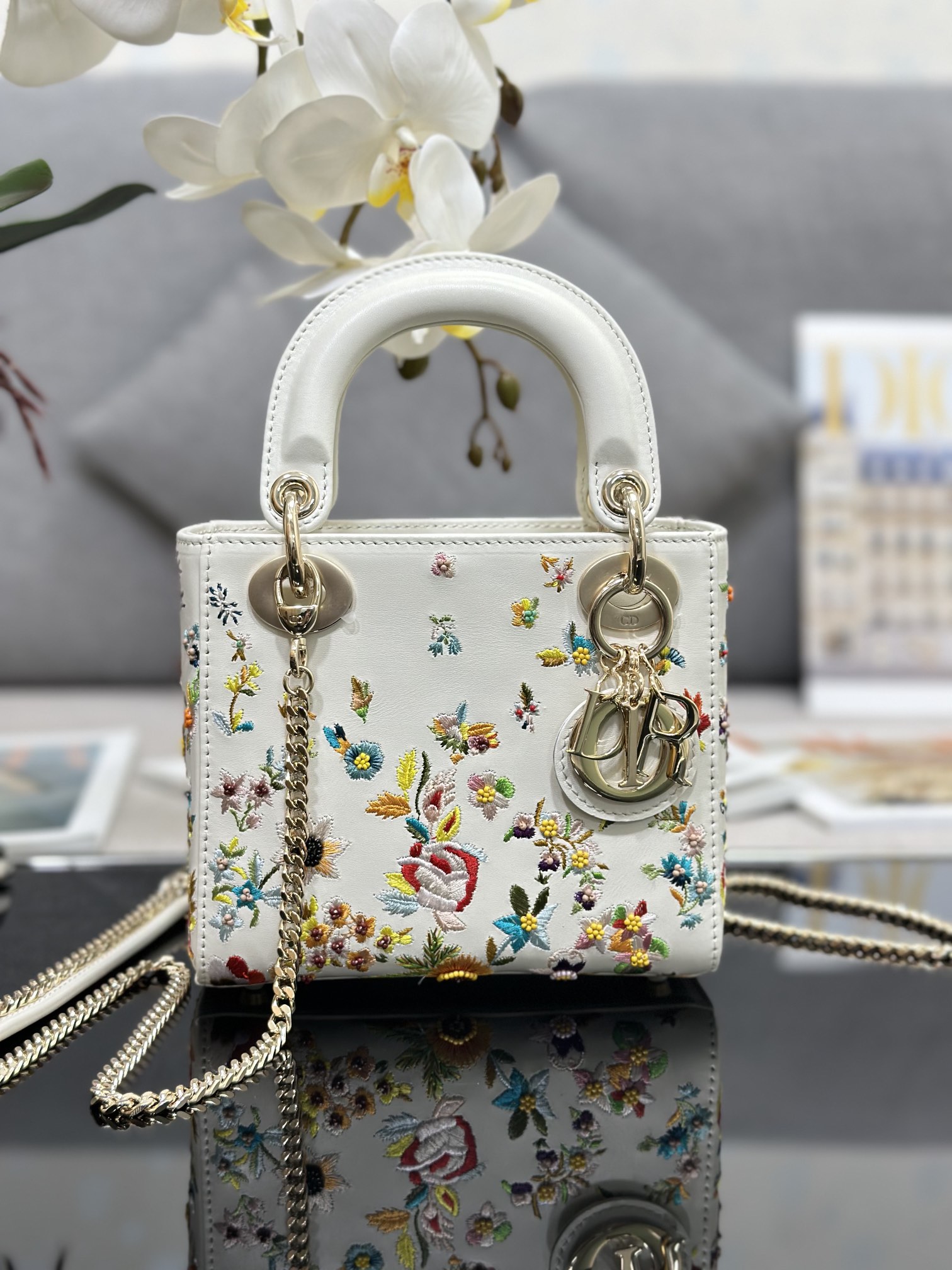 [TOP] Christian Dior Lady Dior Bag 17 *15 *7 cm - White
