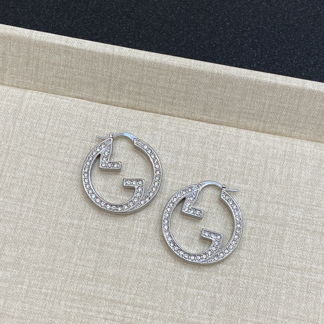 [TOP] GUCCI Diamonds Earrings - Silver