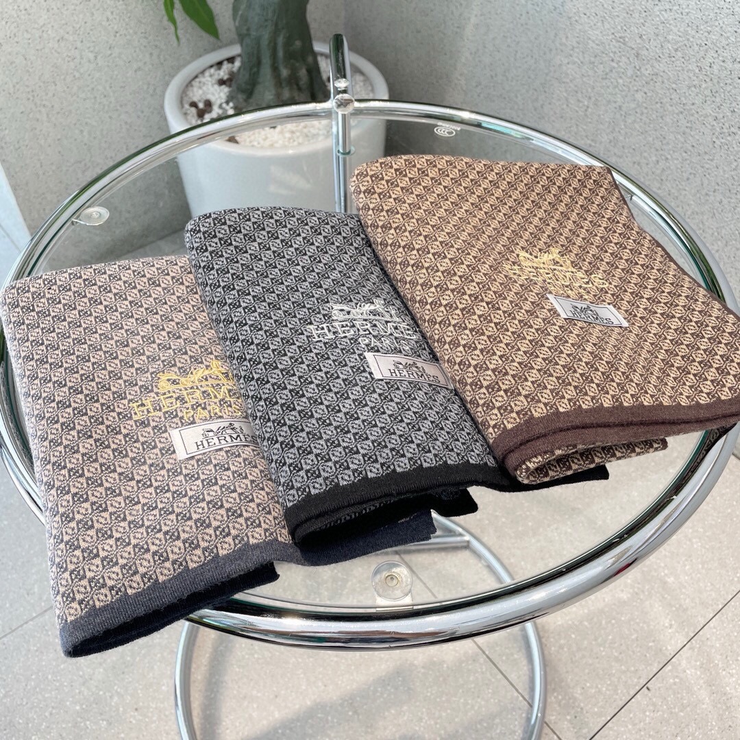 [TOP] HERMES Cashmere Scarf 180*32 cm - 3 Colors