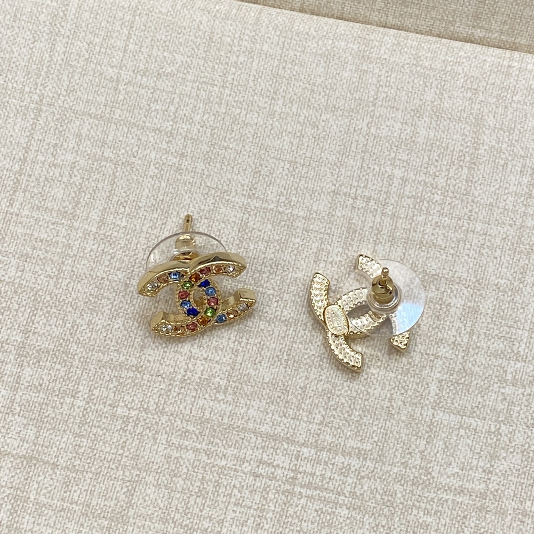 [TOP] CHANEL Earrings with Colorful Diamonds - Gold - 711 Luxury