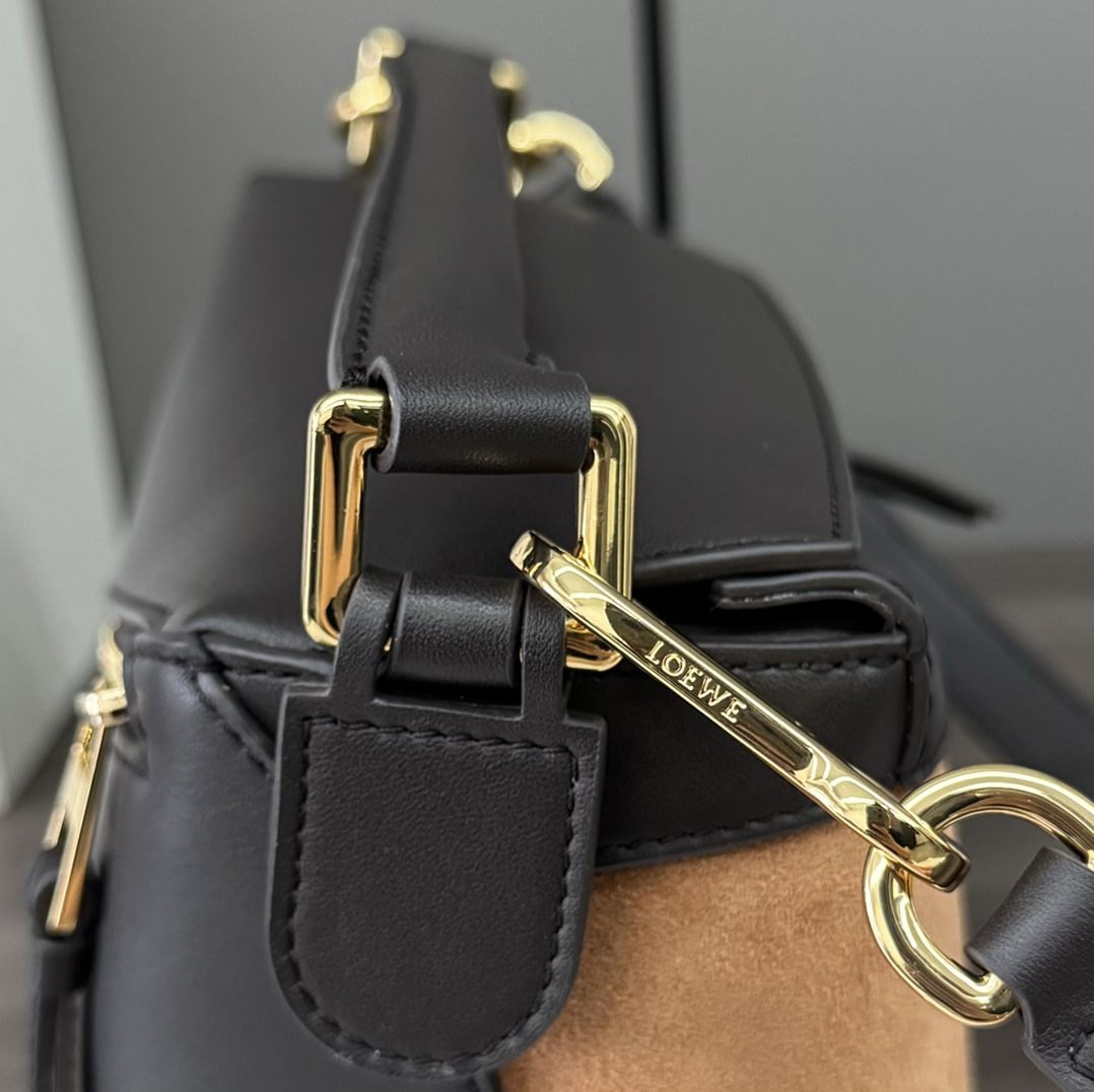 [TOP] LOEWE Puzzle Small Cow Leather Bag 24*10.5*16CM - Black/Green/Khaki