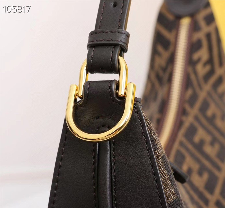 [TOP] FENDI Classic Metal Logo Fendigraphy Bag - Brown