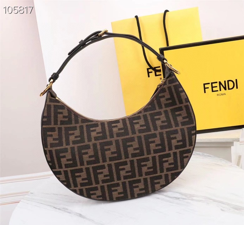 [TOP] FENDI Classic Metal Logo Fendigraphy Bag - Brown