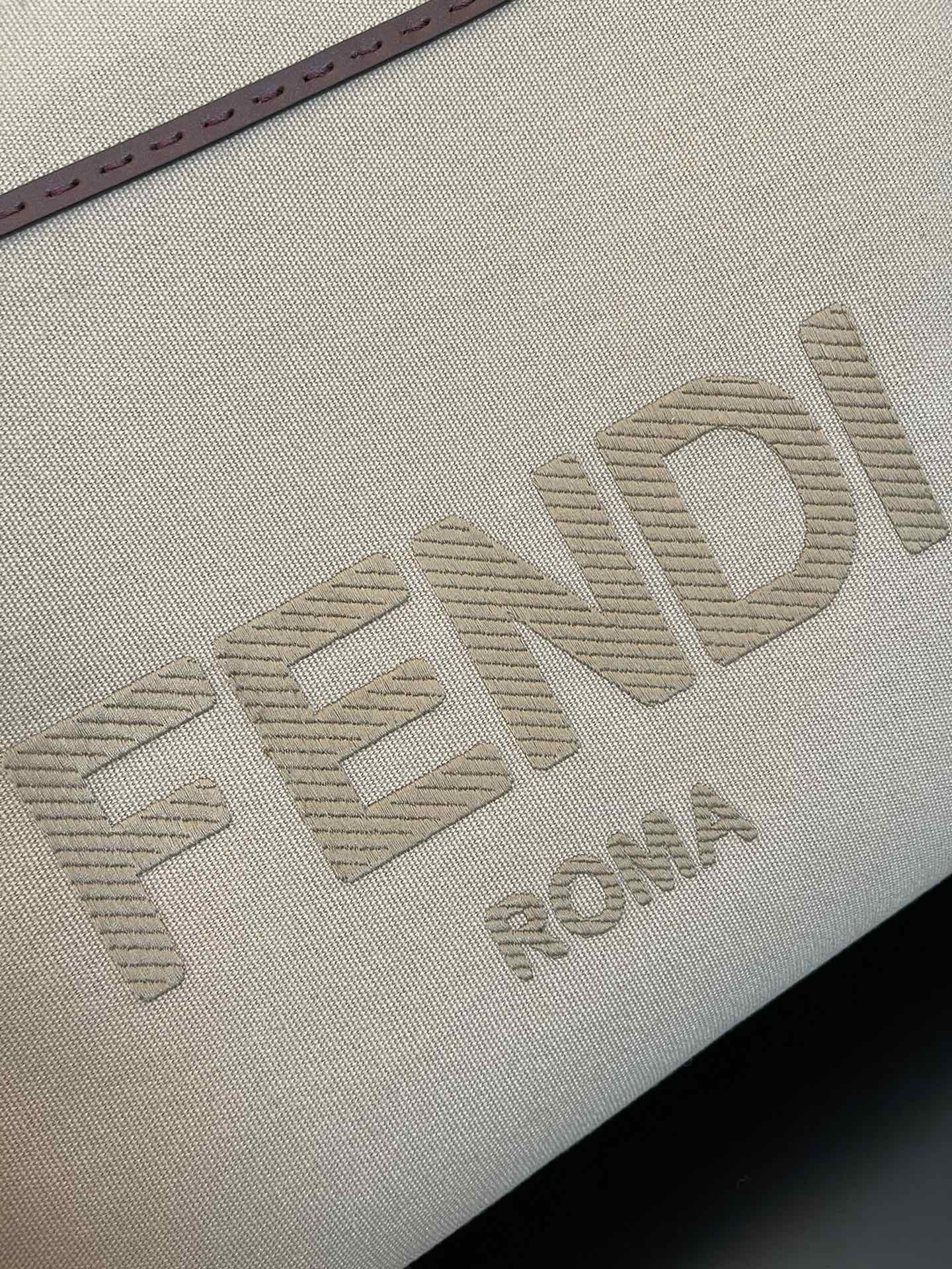 [TOP] FENDI Sunshine Canvas Bag 35x17x31cm/40x35x21cm - Beige