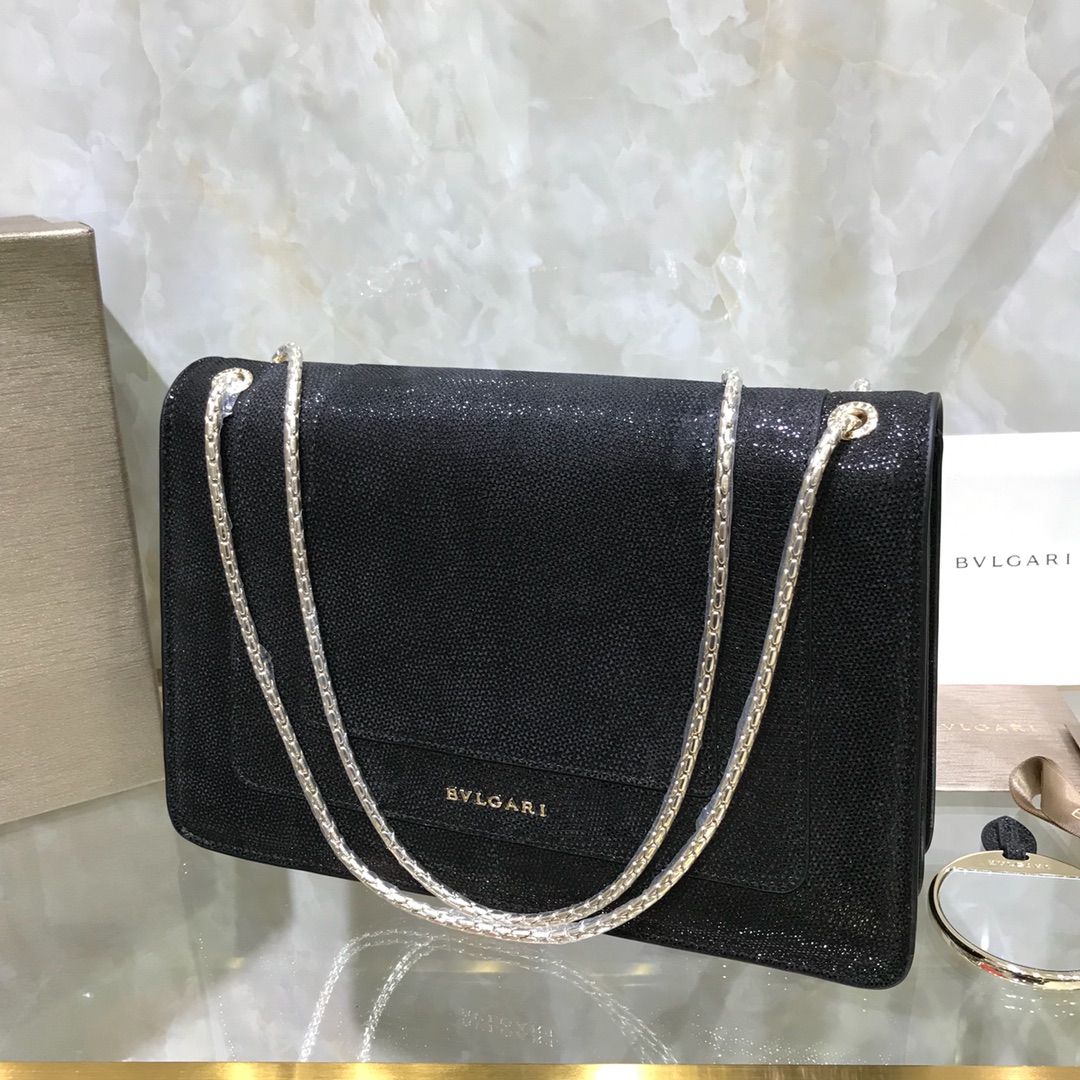 [TOP] BVLGARI Serpenti Forever  Bag 28*7*18cm - Black