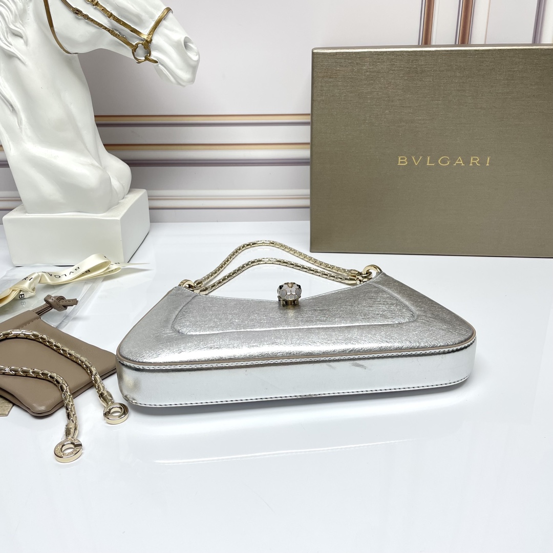 [TOP] BVLGARI Serpenti Baia Shoulder Bag  27.5*18*4.5Cm - Sliver