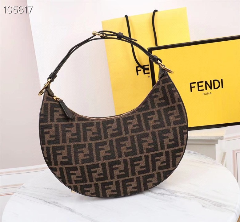 [TOP] FENDI Classic Metal Logo Fendigraphy Bag - Brown