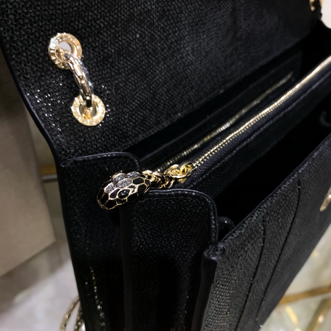 [TOP] BVLGARI Serpenti Forever  Bag 28*7*18cm - Black