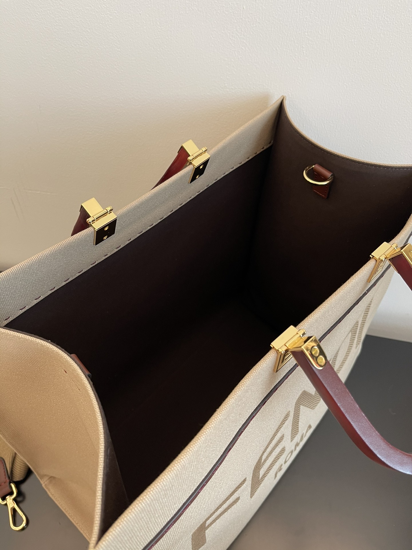 [TOP] FENDI Sunshine Canvas Bag 35x17x31cm/40x35x21cm - Beige