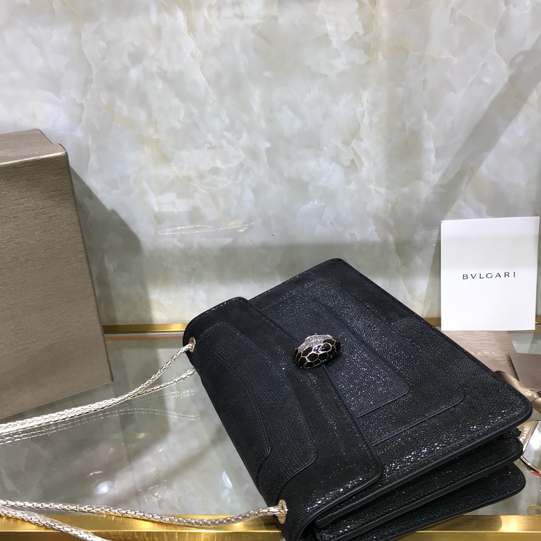 [TOP] BVLGARI Serpenti Forever  Bag 28*7*18cm - Black