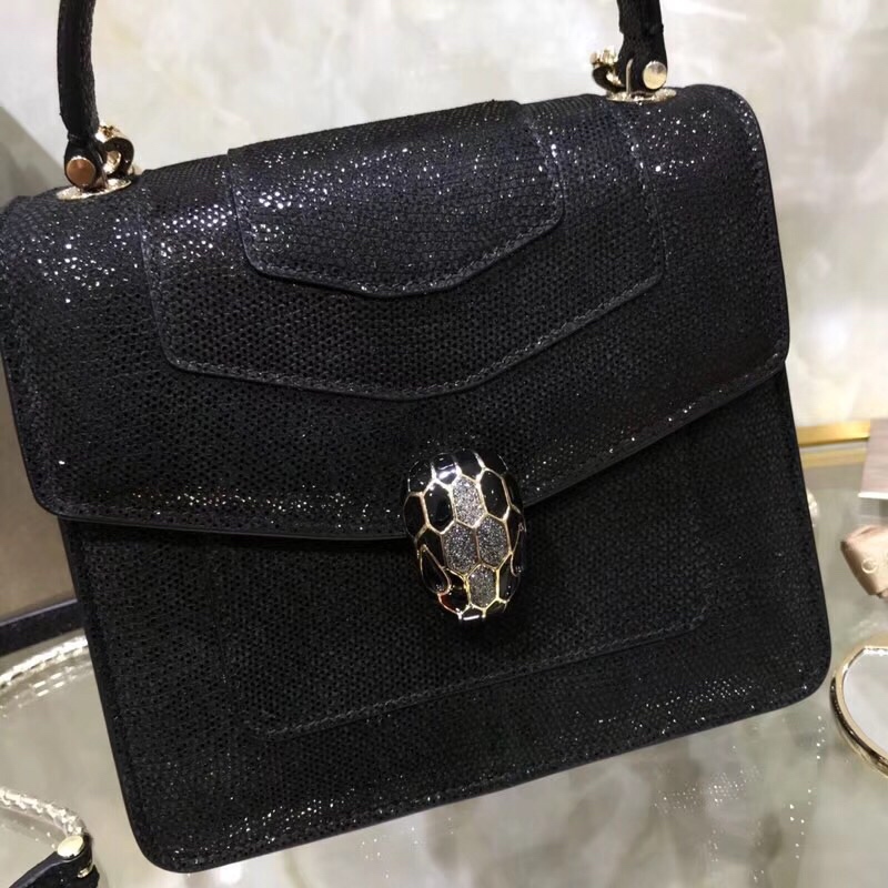 [TOP] BVLGARI Sperpenti Forever Top Handle Bag 18*16*9cm - Black