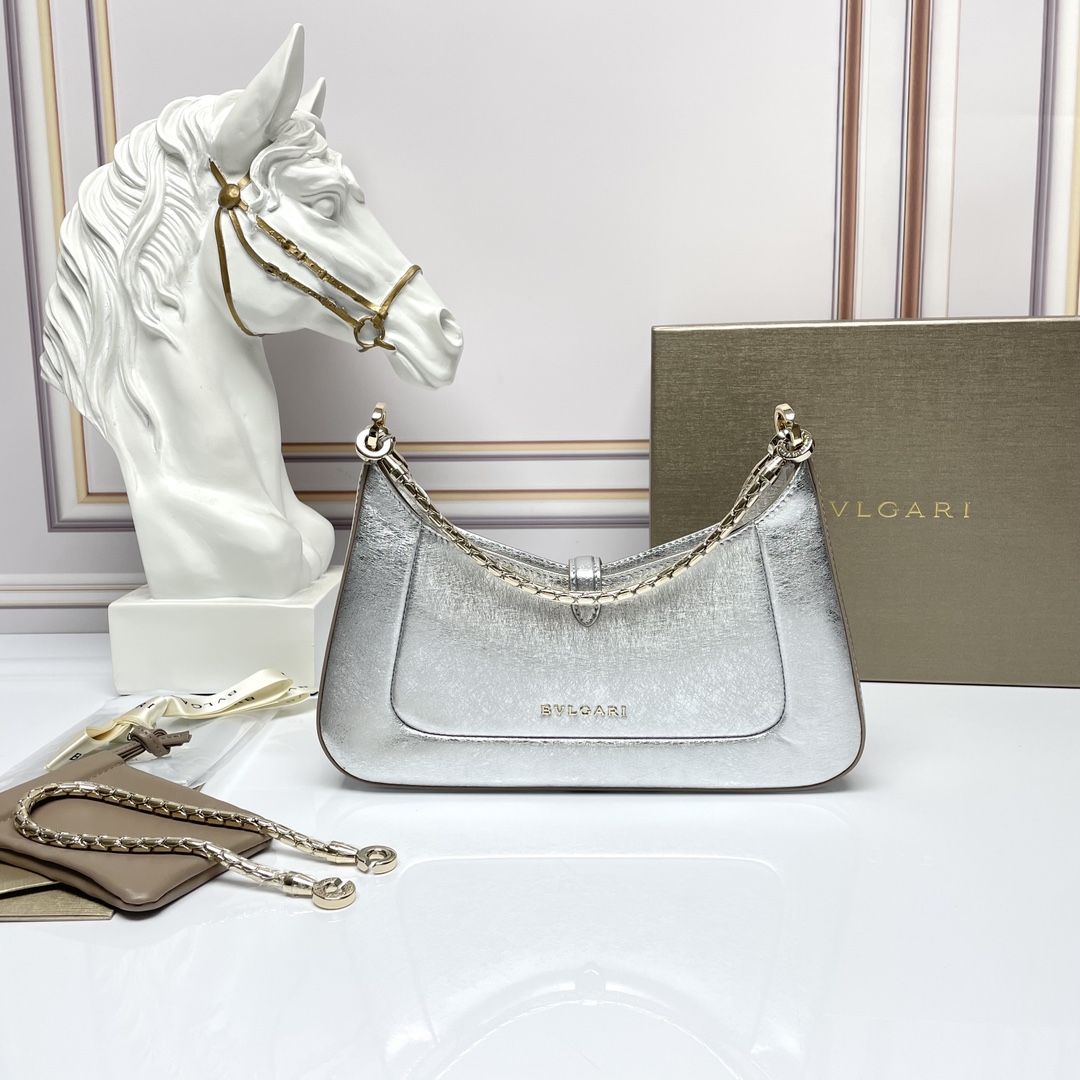 [TOP] BVLGARI Serpenti Baia Shoulder Bag  27.5*18*4.5Cm - Sliver