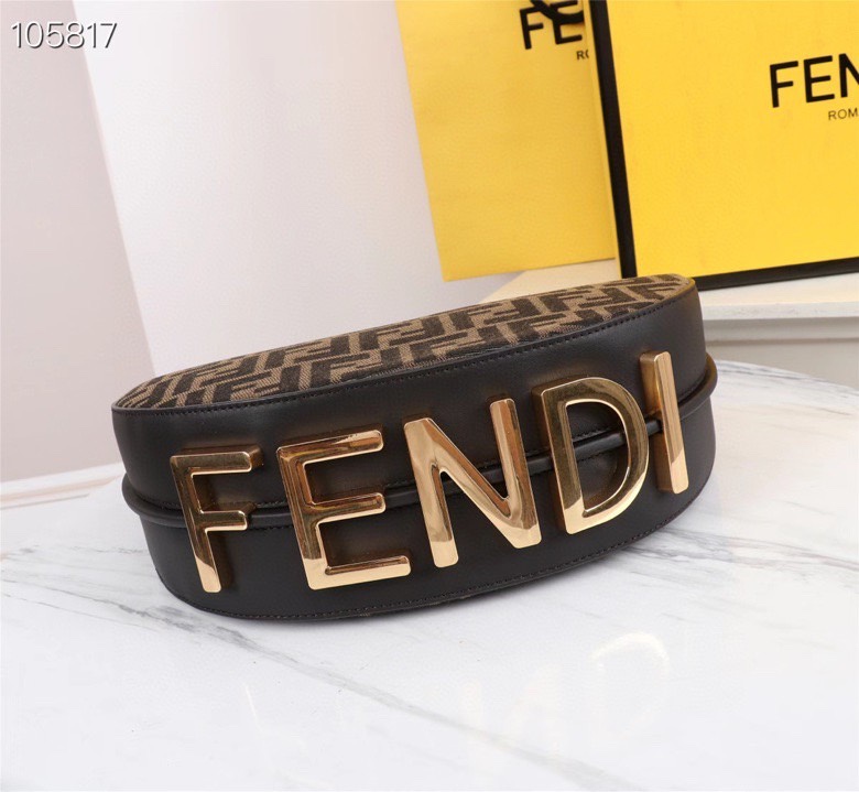 [TOP] FENDI Classic Metal Logo Fendigraphy Bag - Brown