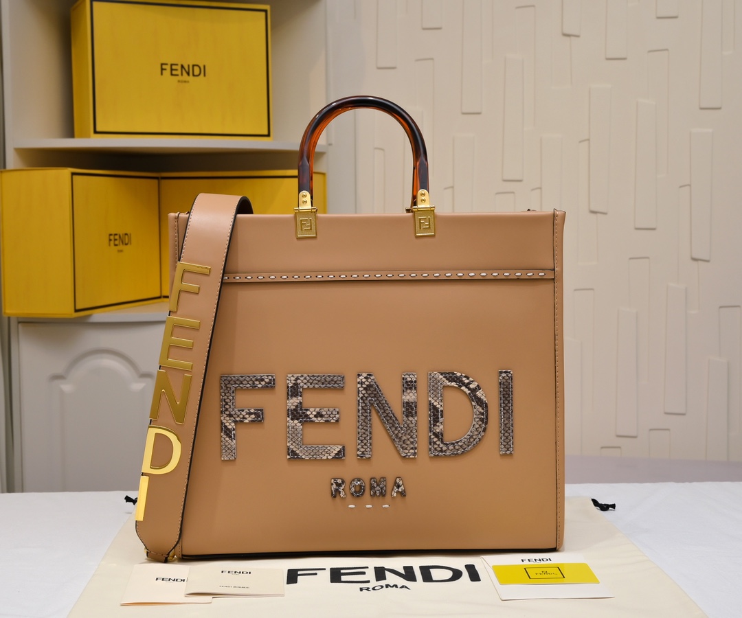 [TOP] FENDI Sunshine Tote Bag 35*31*17cm - Brown