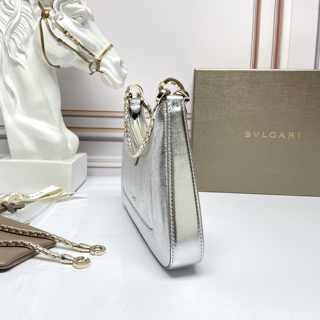 [TOP] BVLGARI Serpenti Baia Shoulder Bag  27.5*18*4.5Cm - Sliver