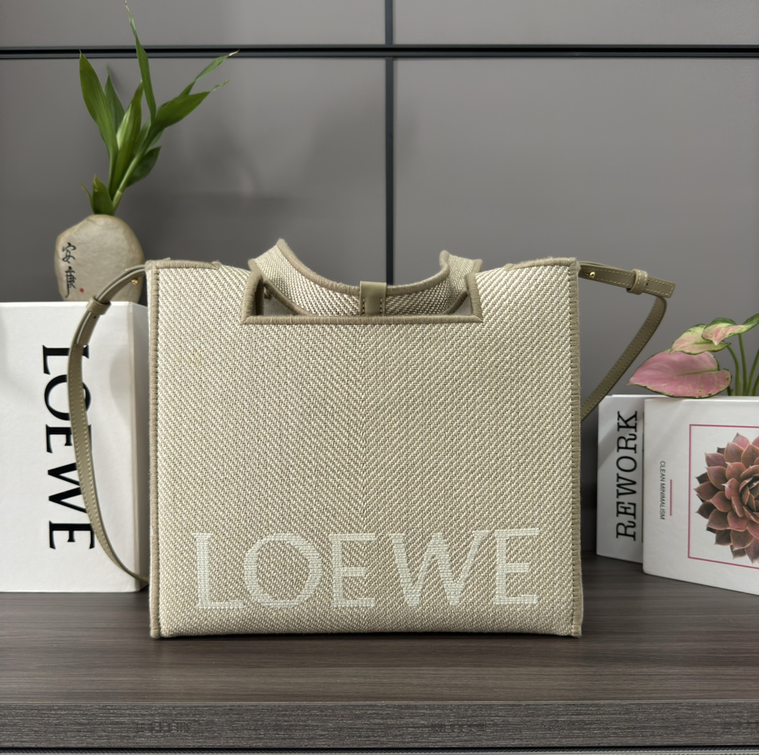 [TOP] LOEWE Font Tote Bag 24x20x11cm/30x15x25.5cm - Beige