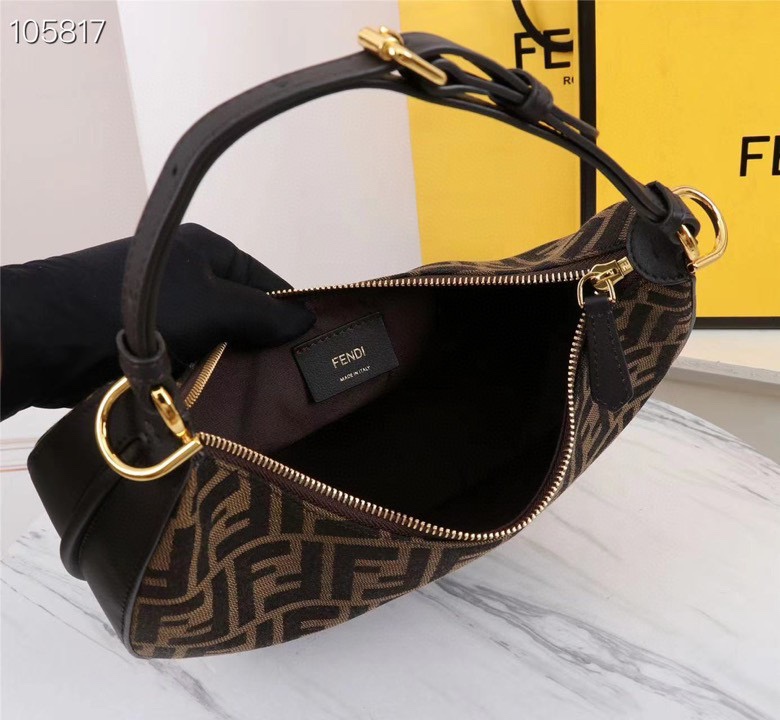 [TOP] FENDI Classic Metal Logo Fendigraphy Bag - Brown