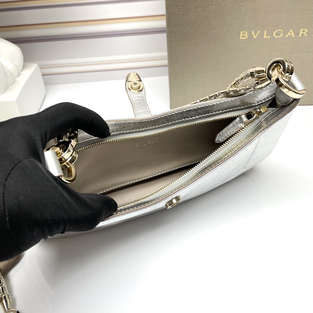 [TOP] BVLGARI Serpenti Baia Shoulder Bag  27.5*18*4.5Cm - Sliver