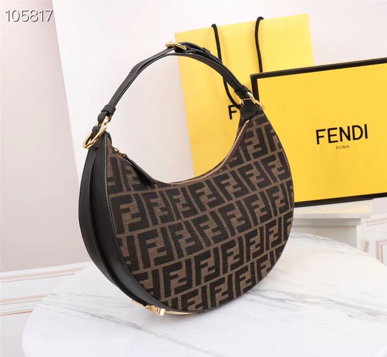 [TOP] FENDI Classic Metal Logo Fendigraphy Bag - Brown