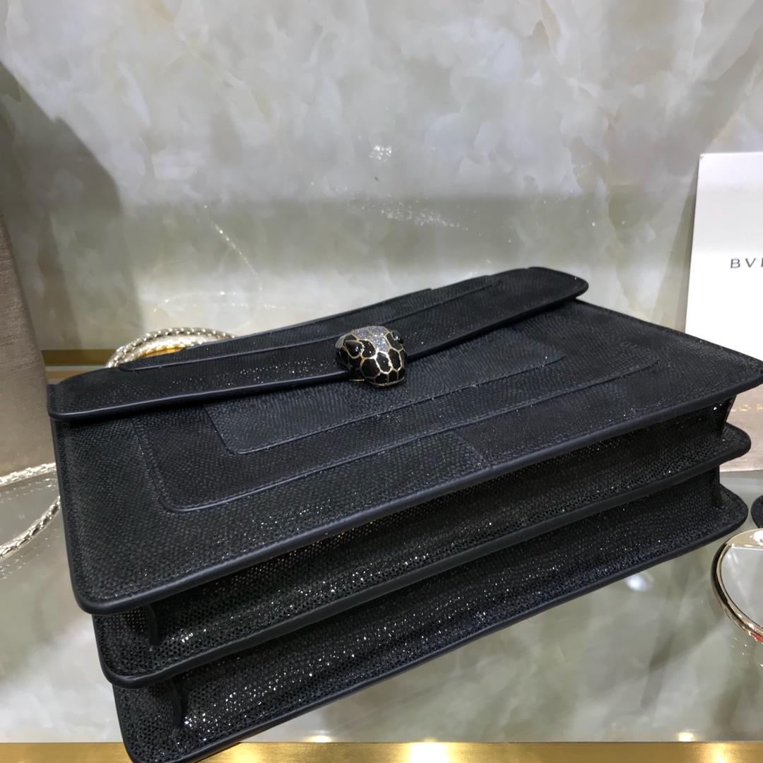 [TOP] BVLGARI Serpenti Forever  Bag 28*7*18cm - Black