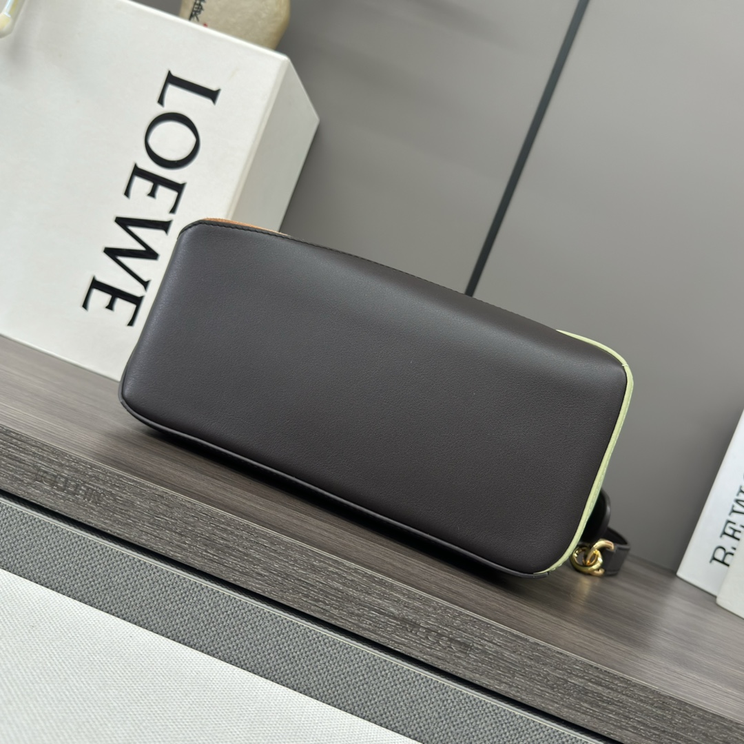 [TOP] LOEWE Puzzle Small Cow Leather Bag 24*10.5*16CM - Black/Green/Khaki