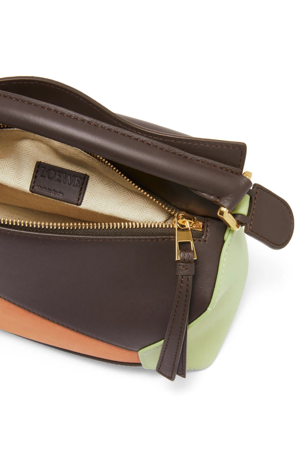 [TOP] LOEWE Puzzle Small Cow Leather Bag 24*10.5*16CM - Black/Green/Khaki